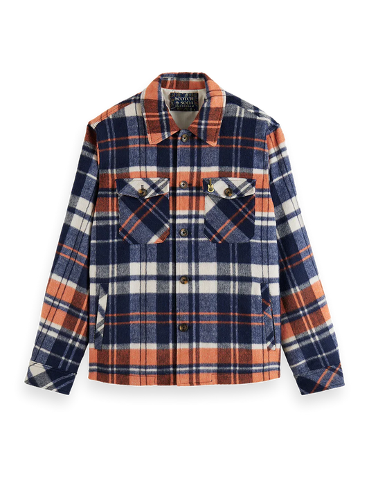 Brushed Wool-Blend Checked Overshirt