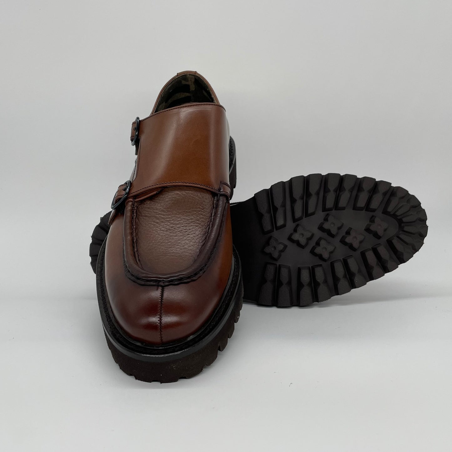 Calce Leather Shoes - Double Monk Strap Lug Sole