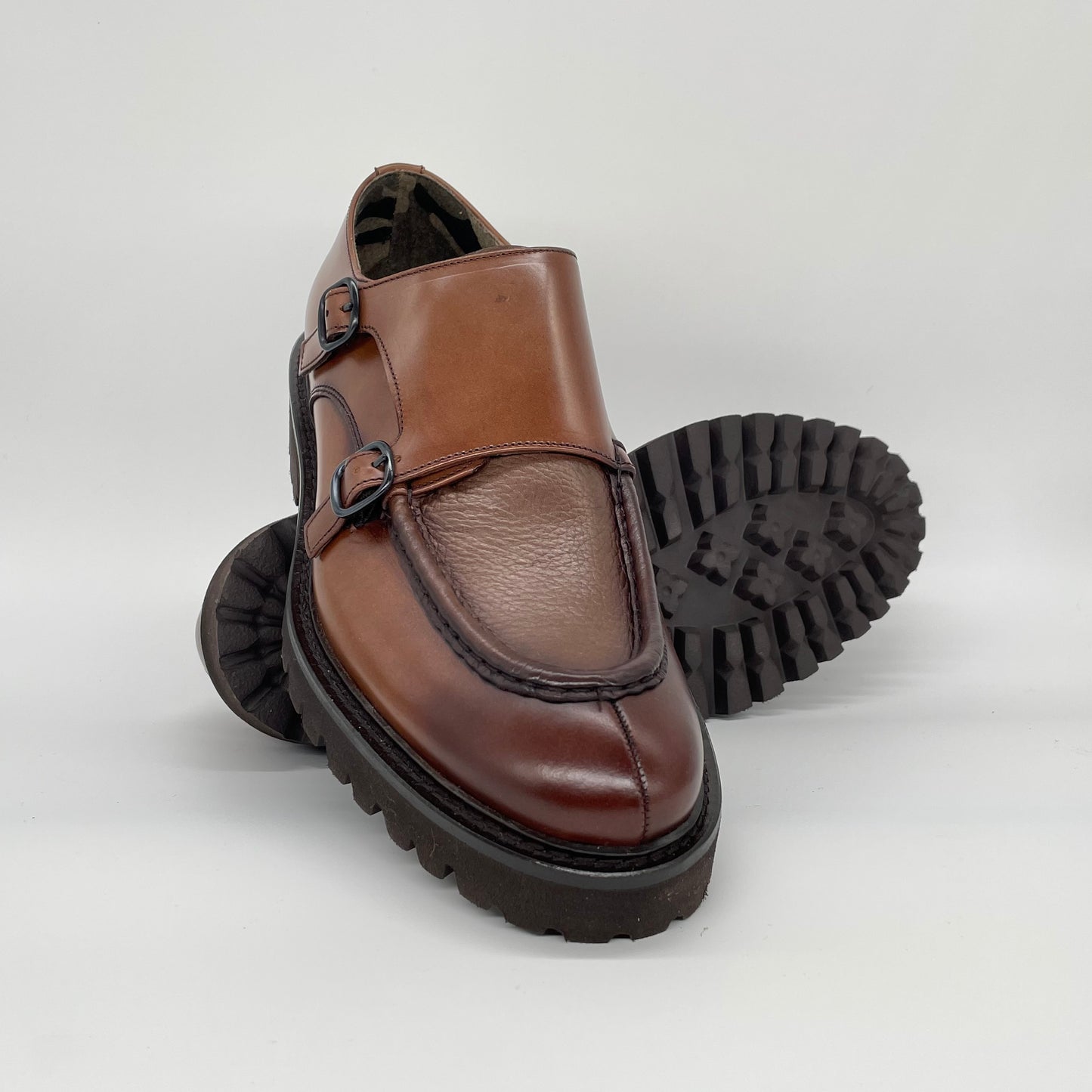 Calce Leather Shoes - Double Monk Strap Lug Sole