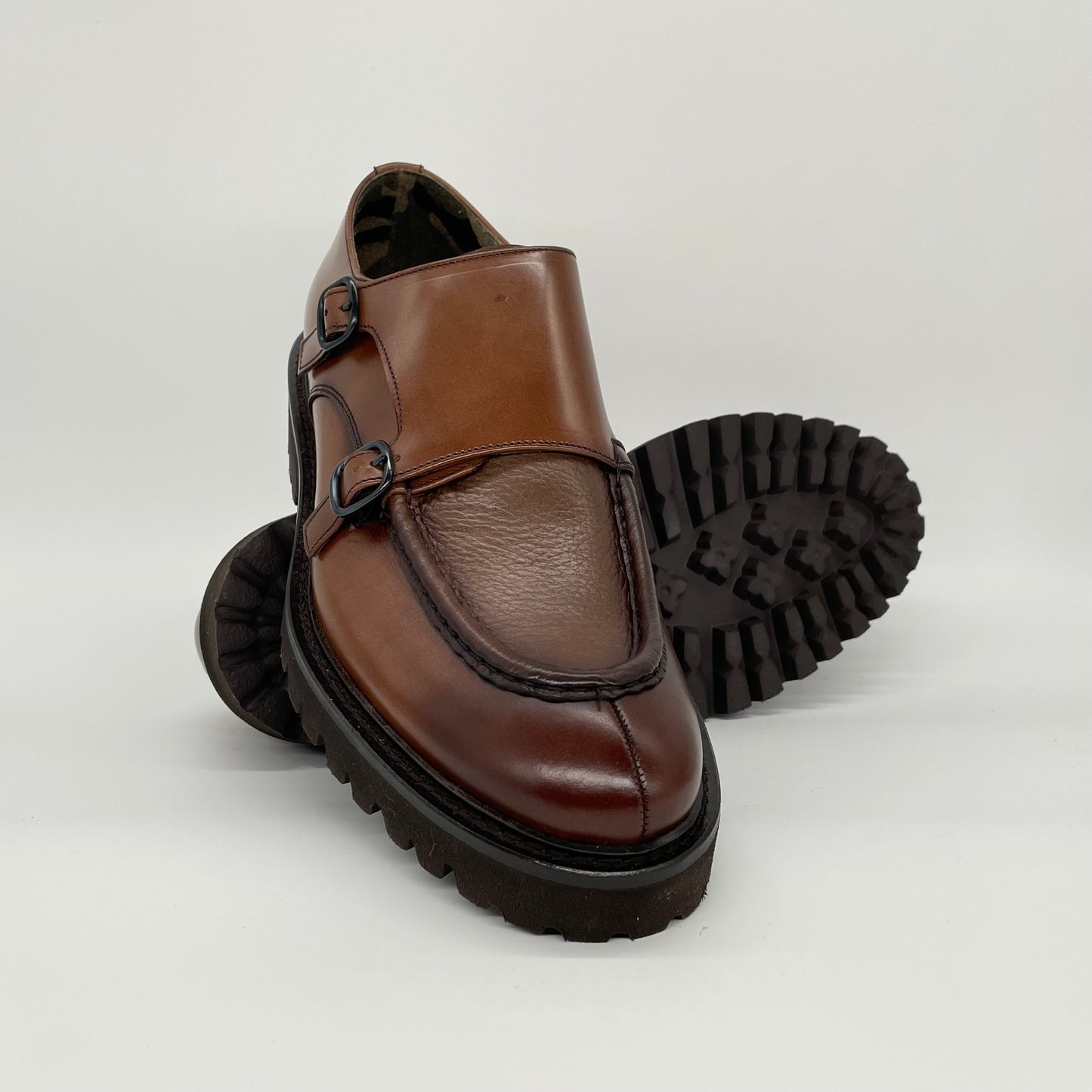 Calce Leather Shoes - Double Monk Strap Lug Sole