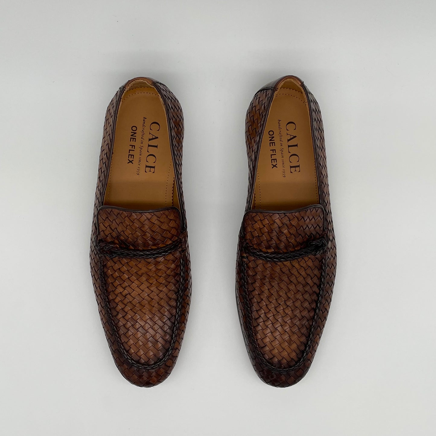 Braided Leather Penny Loafer - Cognac