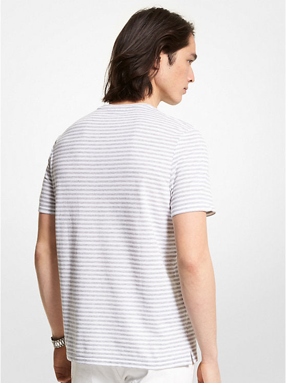 T-shirt en coton texturé à rayures - XXL