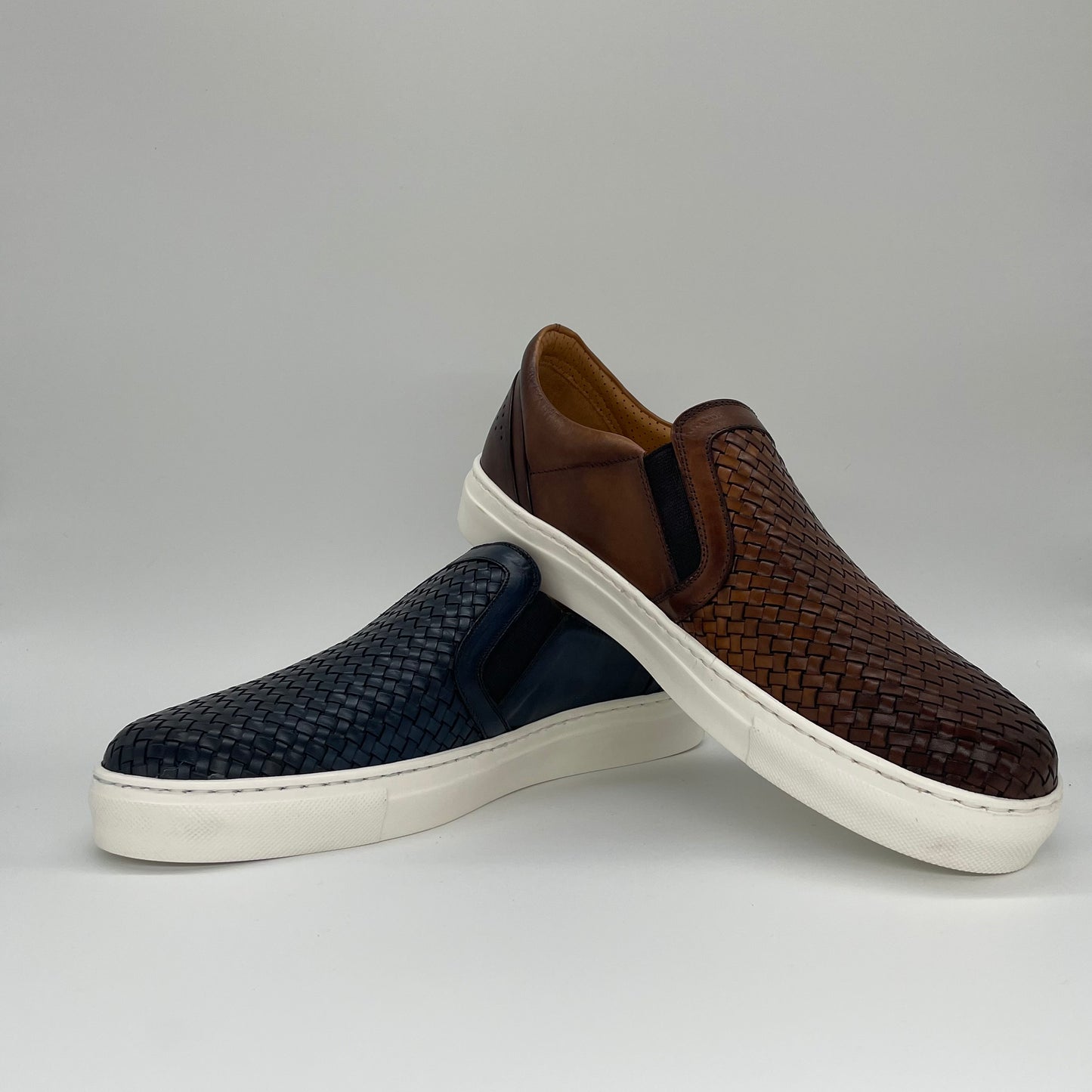 Braided Leather Slip On - Navy