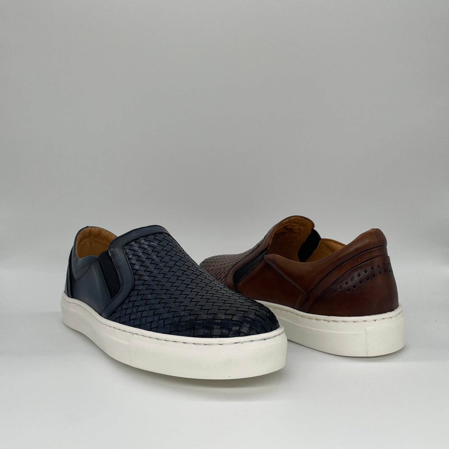 Braided Leather Slip On - Navy