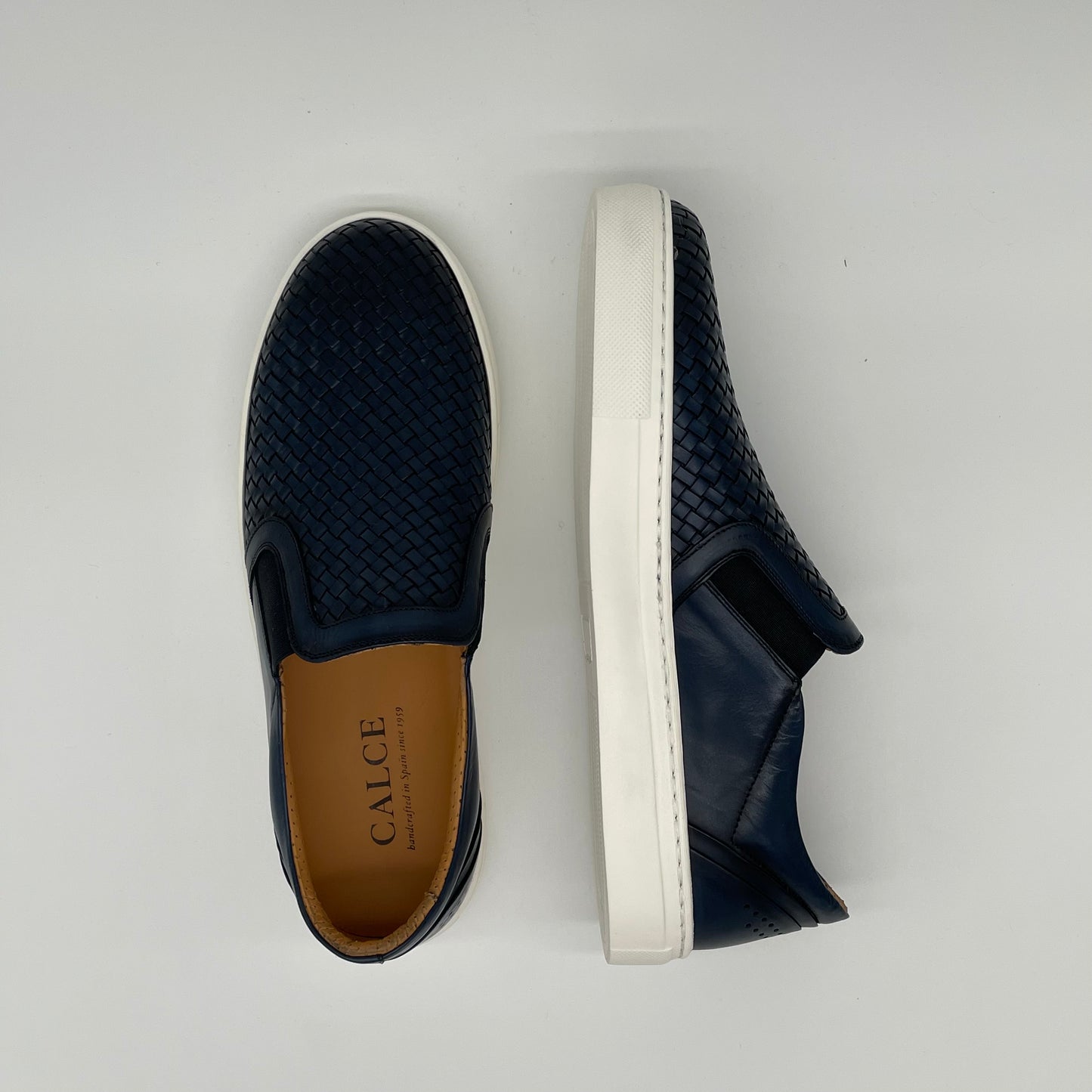 Braided Leather Slip On - Navy