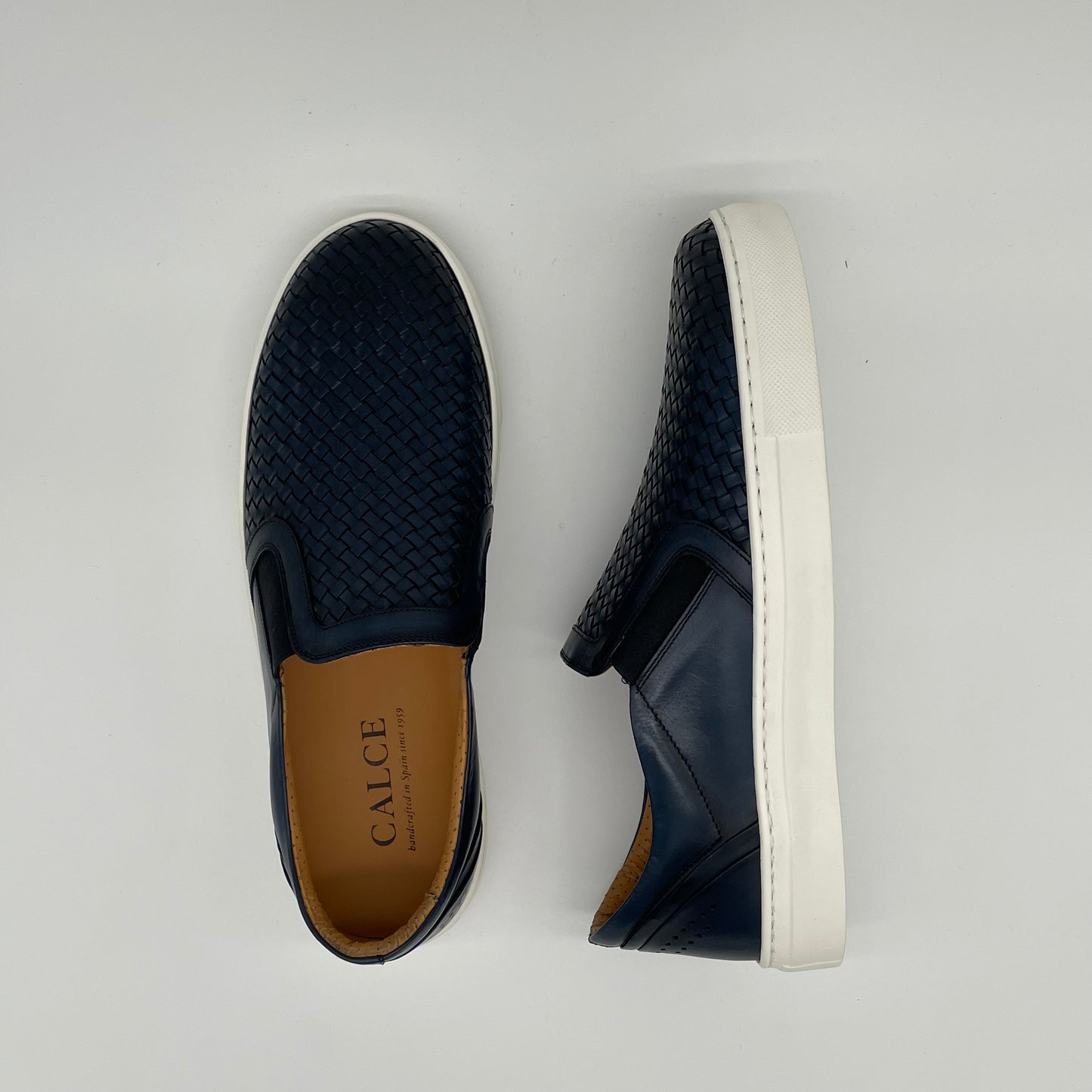 Braided Leather Slip On - Navy