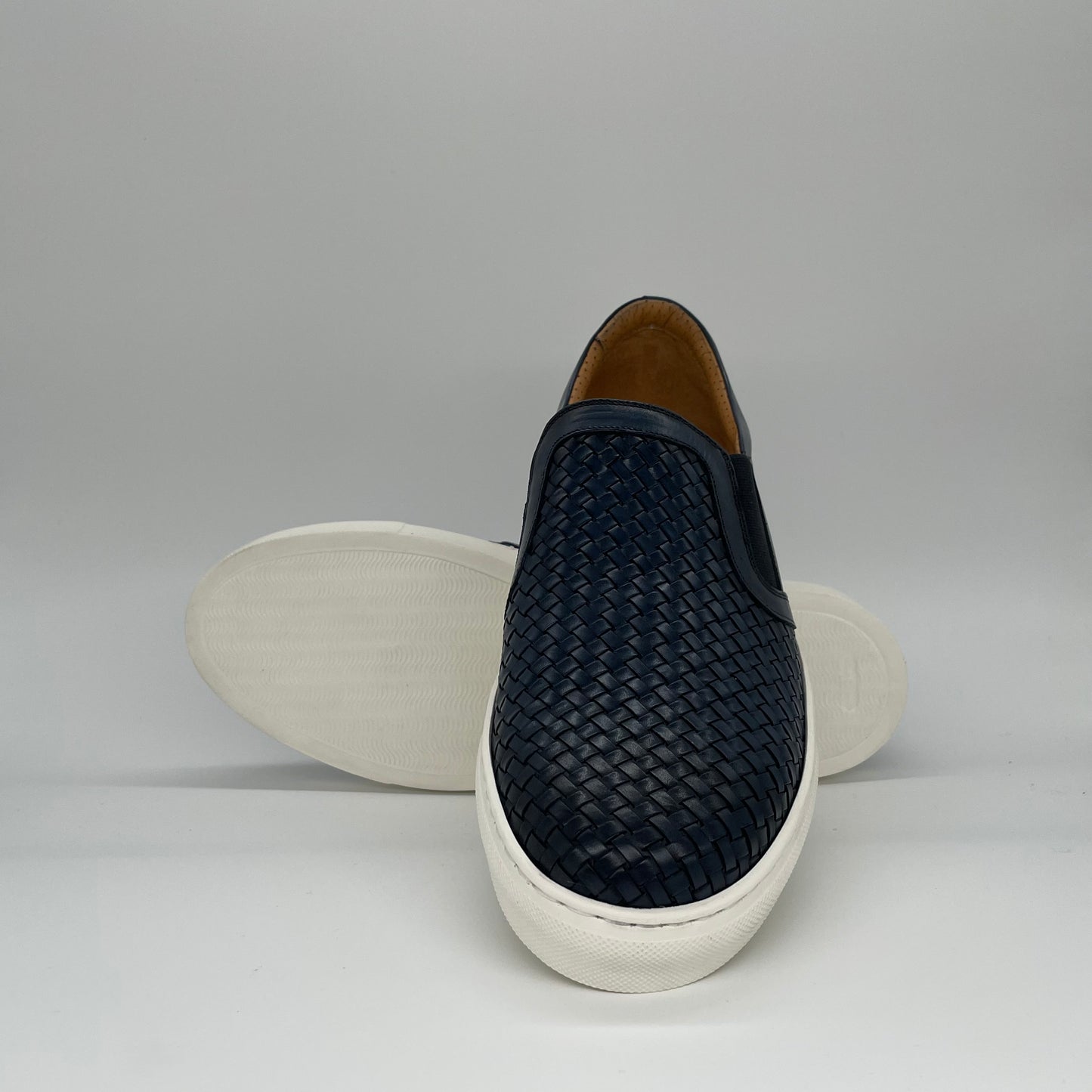 Braided Leather Slip On - Navy