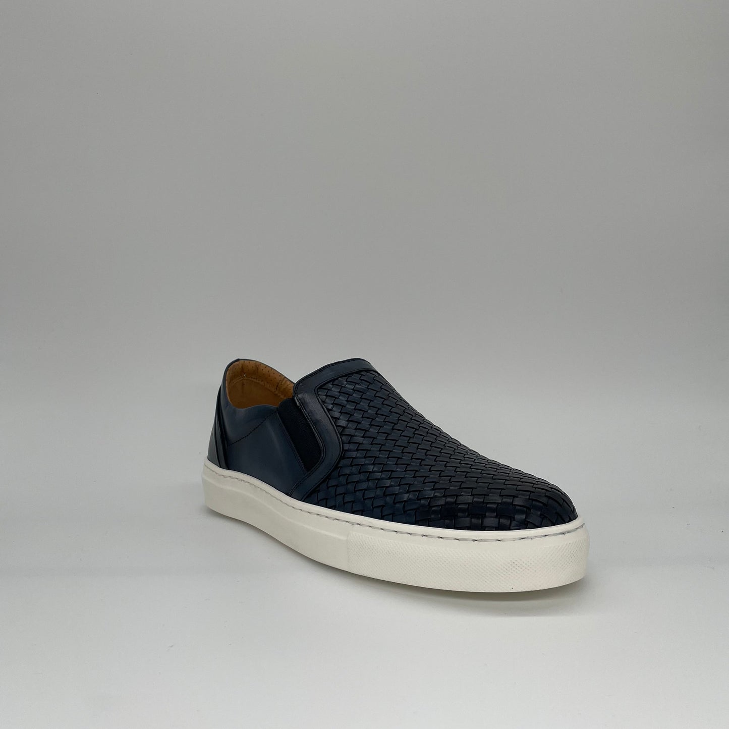 Braided Leather Slip On - Navy