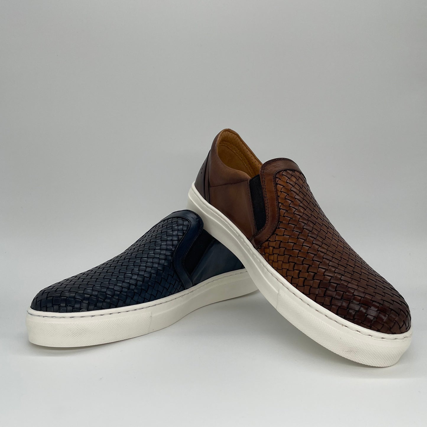 Braided Leather Slip On - Navy