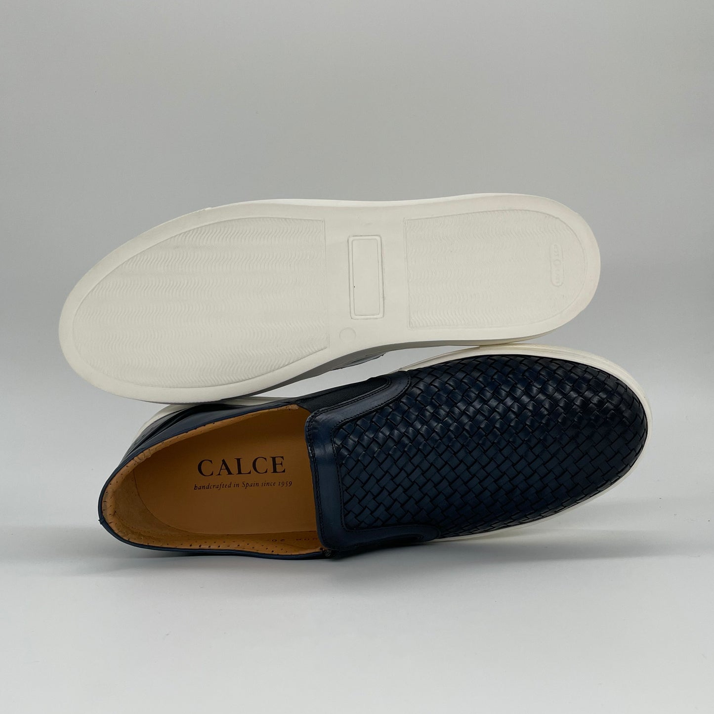 Braided Leather Slip On - Navy