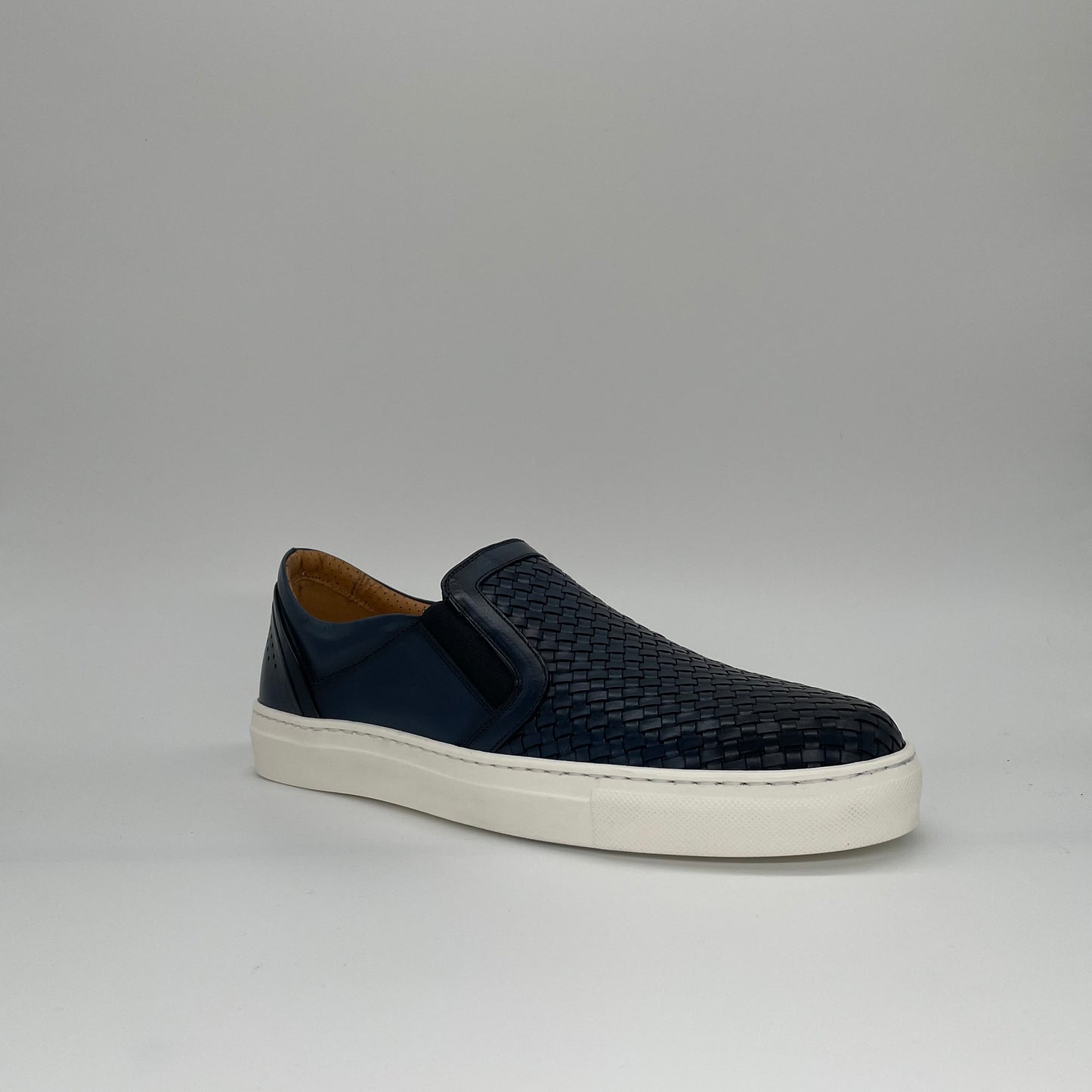 Braided Leather Slip On - Navy