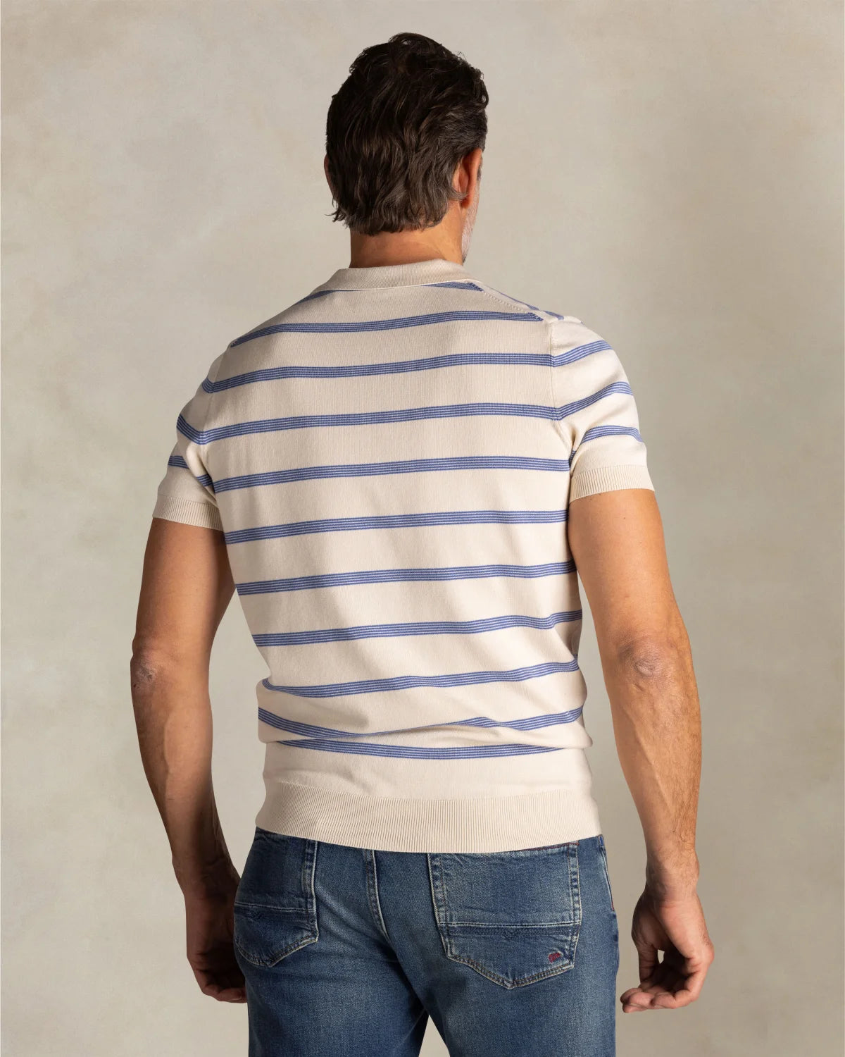 ECRU STRIPED KNIT POLO - NEW ZEALAND AUCKLAND