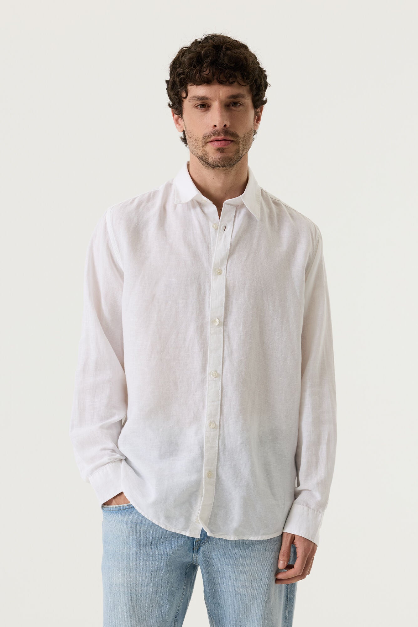 CHEMISE MIX LIN BLANC GARCIA
