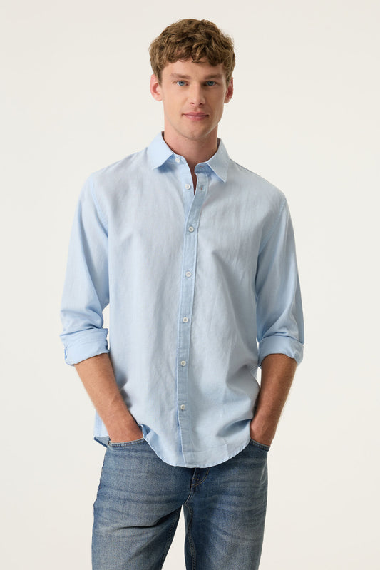 CHEMISE MIX BLEU CIEL BLANC GARCIA
