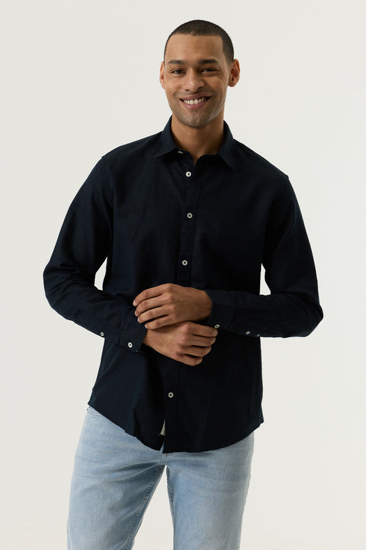 CHEMISE MIX LIN NAVY GARCIA