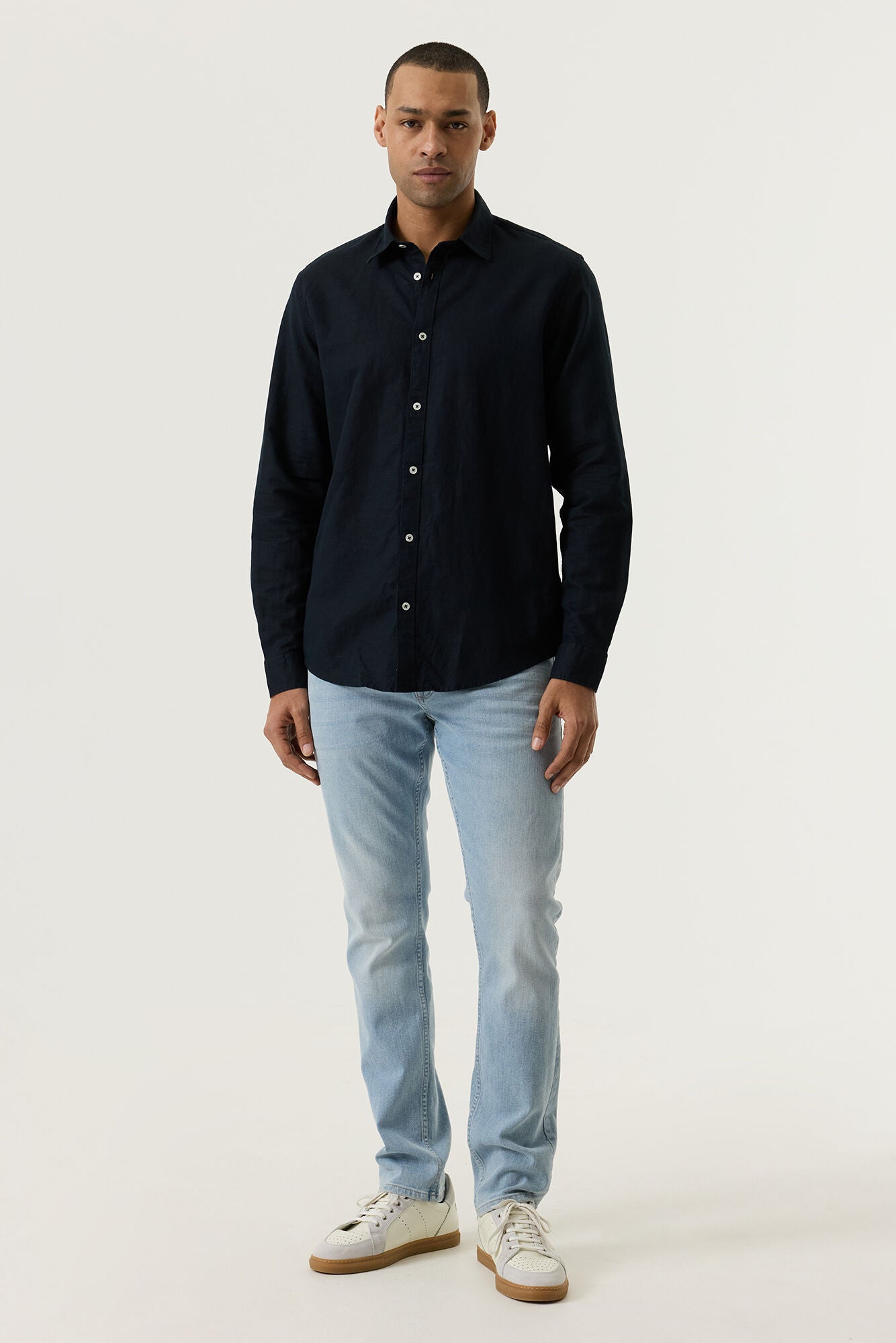 CHEMISE MIX LIN NAVY GARCIA