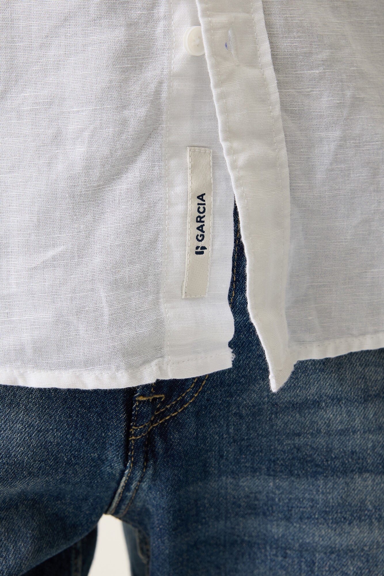 CHEMISE MANCHES COURTES MIX LIN BLANC GARCIA