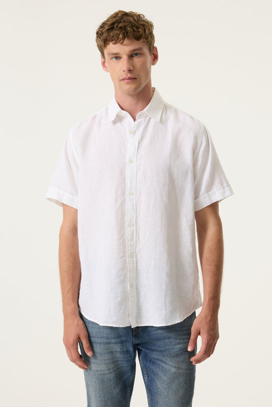 CHEMISE MANCHES COURTES MIX LIN BLANC GARCIA