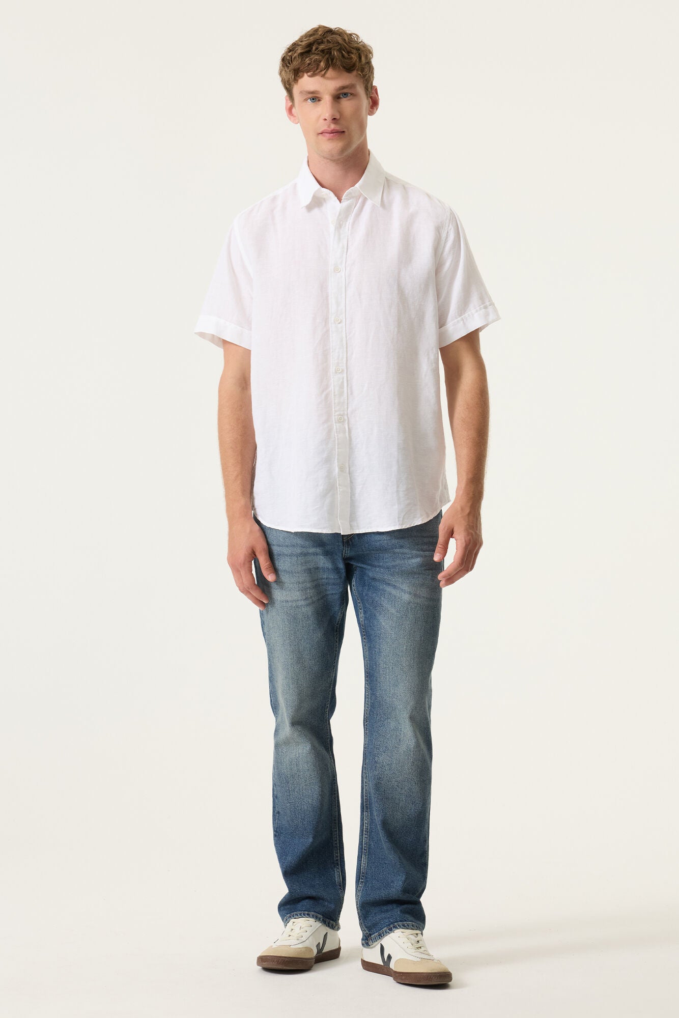 CHEMISE MANCHES COURTES MIX LIN BLANC GARCIA