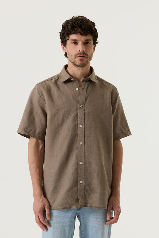 CHEMISE MANCHES COURTES MIX LIN VERT GARCIA