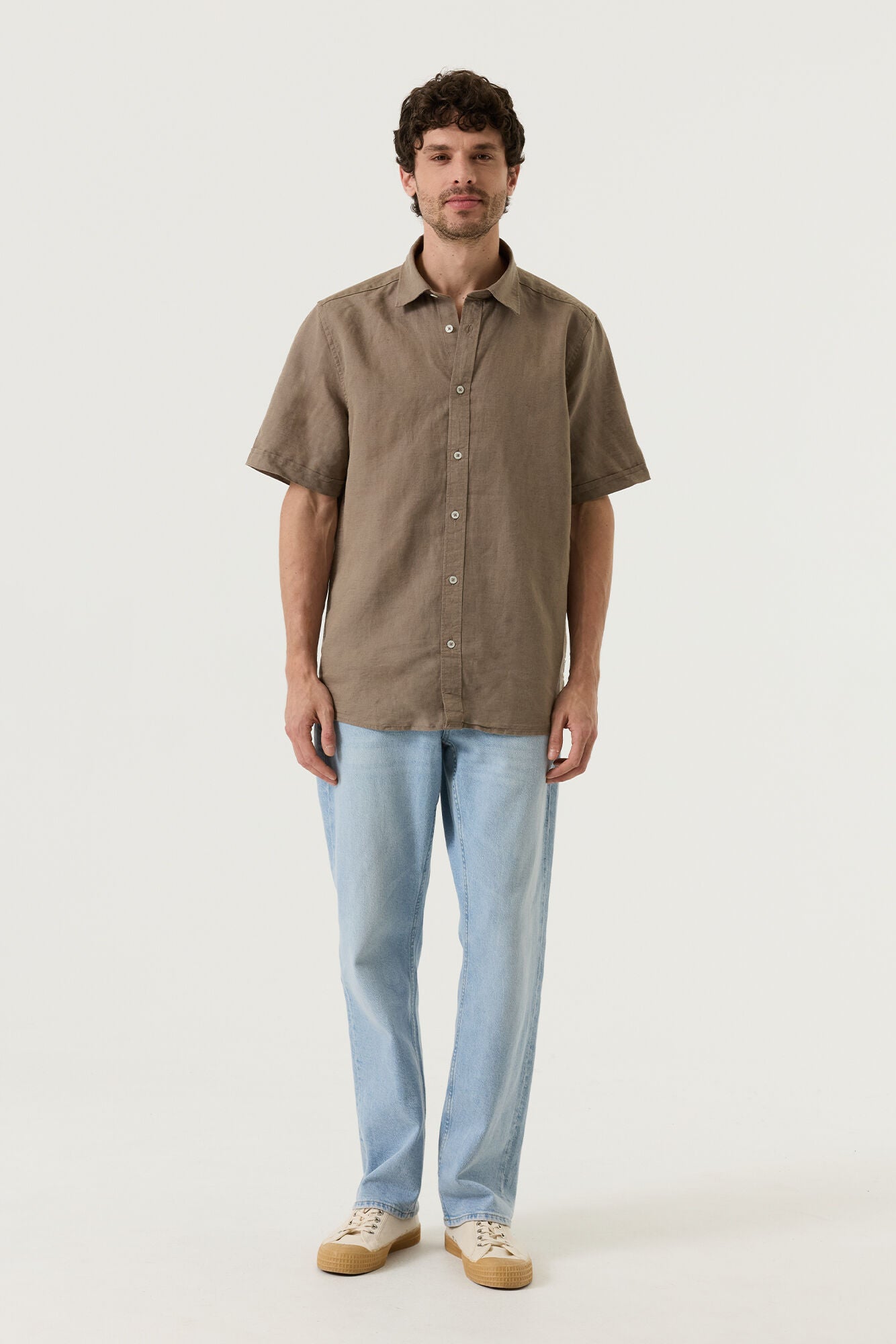 CHEMISE MANCHES COURTES MIX LIN VERT GARCIA