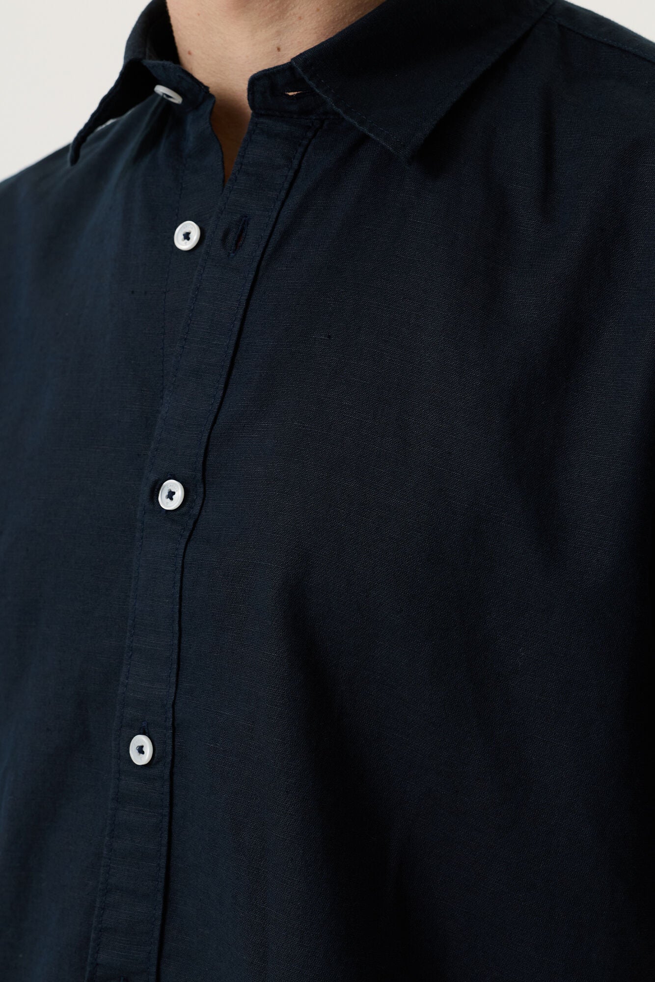 CHEMISE MANCHES COURTES MIX LIN NAVY GARCIA