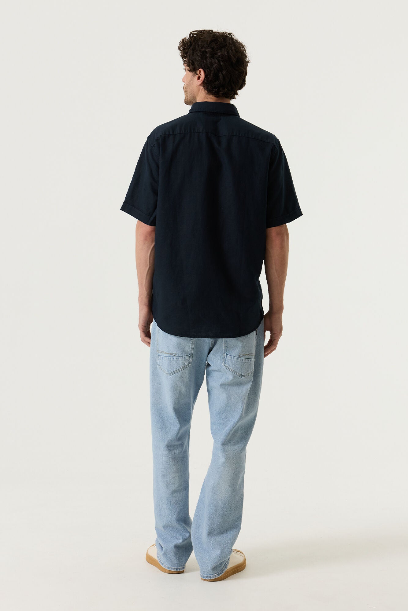 CHEMISE MANCHES COURTES MIX LIN NAVY GARCIA